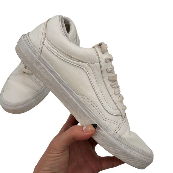 Vans white leather sneaker old skool men’s size 7.5 or women size 9 - Picture 8 of 11